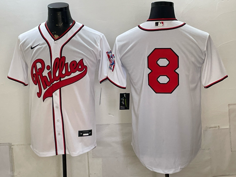 Men 2026 Philadelphia Phillies #8 white Game Nike MLB Jersey 082300